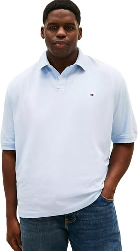 Tommy Hilfiger Herren Poloshirt Kurzarm 1985 Regular aus Baumwolle mit Stretch, Blau (Breezy Blue), 3XLT