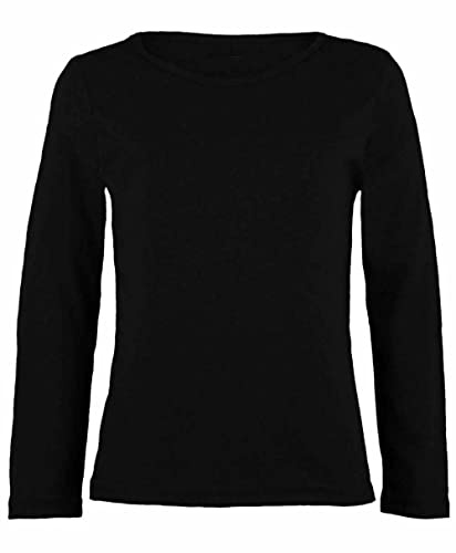 Girls Long Sleeve T Shirt, Kids Super Soft Lightweight Basic Plain Moisture-Wicking Comfortable Stretchy Crew Neck Pullover Uniform Tee Top UK Age Size 2 to 13 Years