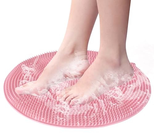 Rutschfestes Silikon Massagepad Rosa Dusch-Fußschrubber Matte Fußpflege Entspannung Wäscher Massagegerät Dusche Fußwaschmatte Dusche Rückenschrubber für Dusche Reinigung Peeling