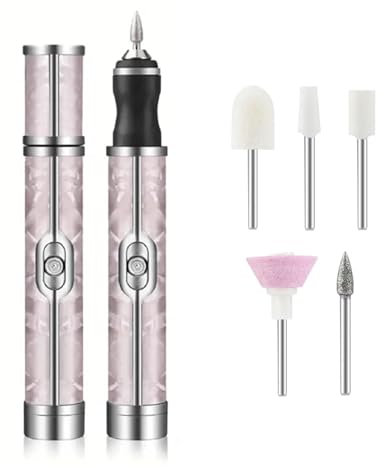 TIEOAXFT Lima de uñas eléctrica Recargable, Taladro de uñas multifunción, lijadora de uñas for uñas Gruesas, Lima de uñas eléctrica de 4 velocidades(Pink-1)
