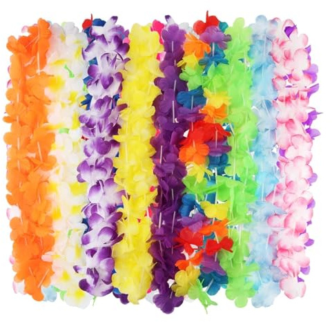 jwtyu 40 Stück Hawaii Kette Blumenkette Mehrfarbig Blumenketten Hawaii | Girlanden Halskette, für Leistungen Lagerfeuer Strand Abschlusspartys Kleider Geburtstagsdekoration