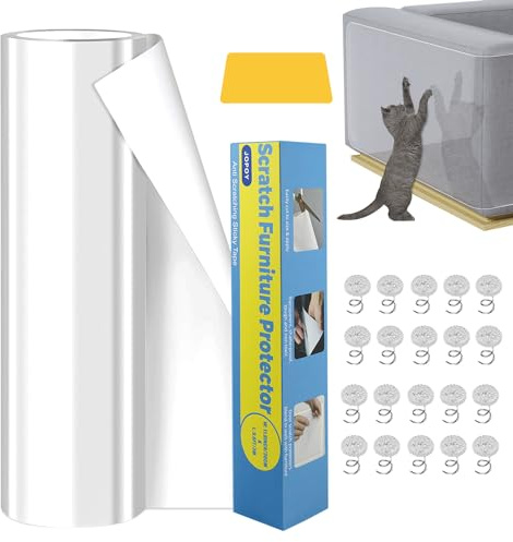 ETENTOUS Kratzschutz Katze Tape, 30CM*3M Anti Kratz Folie für Katzen, Kratzschutz Sofa Katze Pad, Kratzschutzfolie Kratzfesten Schutzfolie für Sofa Wand Tür und Möbel, 20 Schrauben