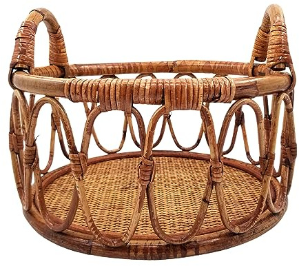 Handmade Vintage Rattan Basket For Newborn Photography Props Unique & Natural Baby Chair For Boy & Girl Photoshoots Gift Baby Chair Handmade Vintage Rattan Basket Newborn Photography Props Unique Boy