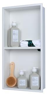 IKITRAEE Edelstahl Einbaunische Wandnische für Dusche，Integrierte Fliesenlose Duschablage aus Rostfreiem Edelstahl,Doppelte Badezimmer-Aufbewahrung für Shampoo & Duschgel (Matt weiß, 30X60cm)