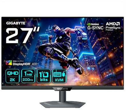 Gigabyte M27Q2 QD Monitor Gaming 27” QHD - 2560 x 1440, 200Hz, 1ms, 350 cd/m², FreeSync Premium, Display HDR400, HDMI 2.0, DisplayPort 1.4