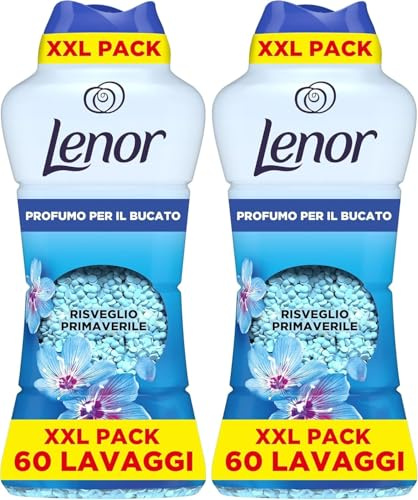 Lenor Profumatore Bucato Perle Profumate Lavatrice, MAXI FORMATO Risveglio Primaverile, XXL PACK 735g, Il Profumo Per Il Bucato Che Diffonde Un Fresco Profumo Che Dura a Lungo (Confezione da 2)