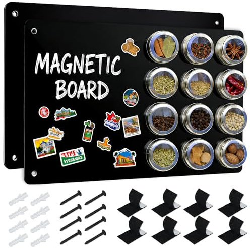 ZAHRVIA Pack de 2 Pizarras Magnéticas de Pared, 43 x 30 cm - Tablero Magnético para Imanes y Notas - Autoadhesivas, para Oficina, Cocina, Nevera (Negro)