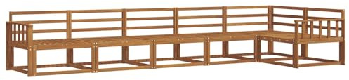 vidaXL Outdoor-Sofagarnitur 6 pcs Natur Massivholz Akazie, Garten Lounge Möbel, modernes Outdoor Sofa, langlebiges Patio Sectional Sofa, Akazien entspannendes Set für Komfort im Hinterhof
