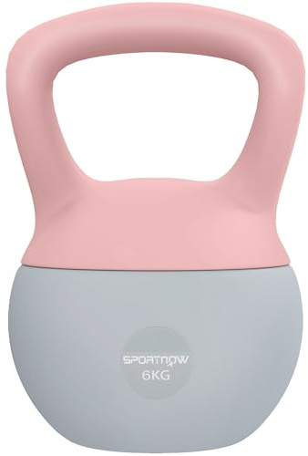 SPORTNOW 6kg Kettlebell con impugnatura antiscivolo, Rosa e Grigio