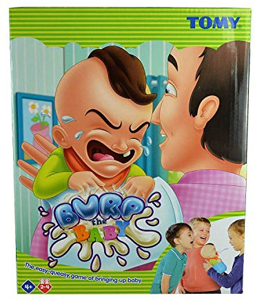 TOMY Games T72736 Burp The Baby - Hilarious Children's Game That Squirts Water! - For 2 to 4 players - Suitable From 4 Years, Multicolor