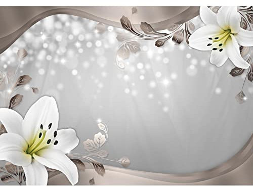 Runa Art Fototapete Blumen Lilien 352 x 250 cm Vlies Tapeten XXL Moderne Wandtapete Wohnzimmer Schlafzimmer Grau Braun 9340011c