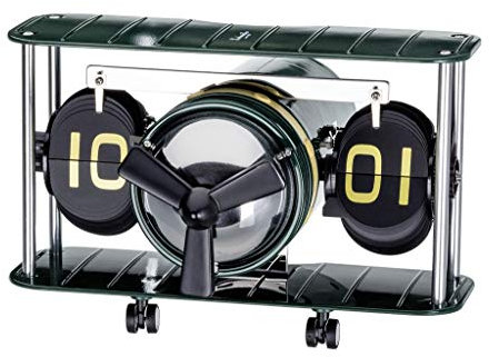 Eichmüller since 1950 Deko Flip Uhr - Flieger Design - grün/Silber - Tischuhr