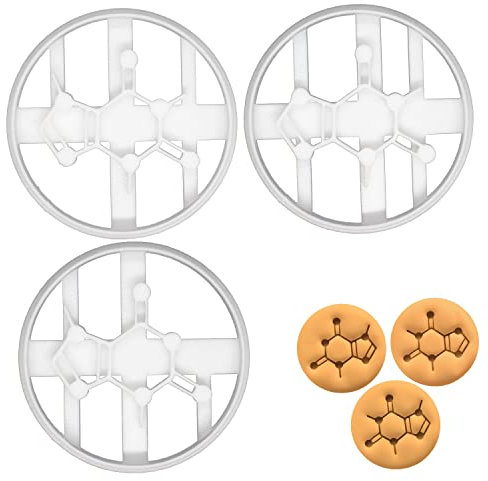3er Set Moleküle Ausstechformen (Formen: Theobromin, Theophyllin, Koffein), 3 Teile, Bakerlogy