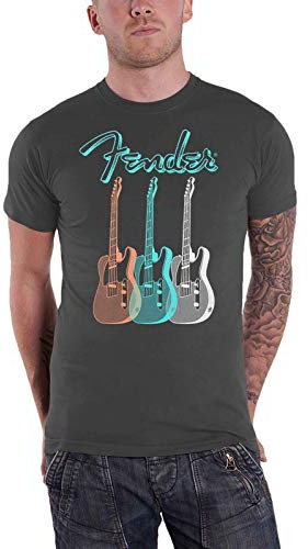 Fender Men's Triple Guitar T-Shirt Charcoal Grey
