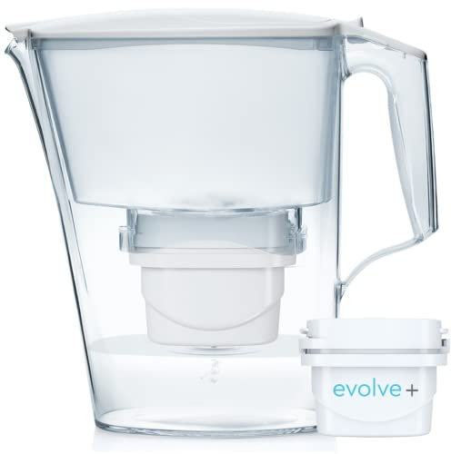 Aqua Optima Liscia - Caraffa Filtrante per Acqua, Capacità 2,5 Litri, con 1 Cartuccia Filtrante Evolve+ da 30 Giorni, Riduce Microplastiche, Cloro, Calcare e Impurità