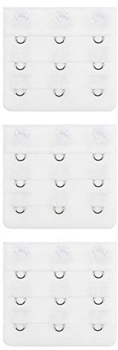 Lansonee 3 Pcs Women Comfortable Bra Strap Extenders Extensions Elastic Extender Set 3 Hooks (White)