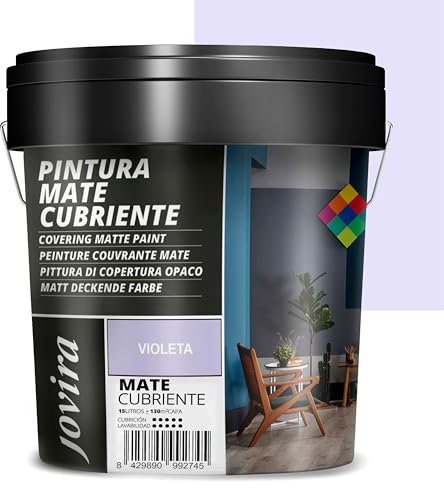 JOVIRA PINTURAS Pintura Mate Cubriente | 24 colores | Pintura interior-exterior con excelente poder cubriente. (15 Litros, Violeta)