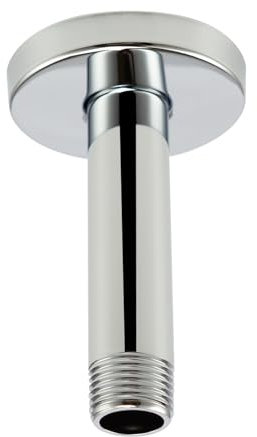 Purelux Deckenhalterung Brausearm 4 Zoll aus Edelstahl für Regenduschkopf verchromt mit Dichtungsflansch