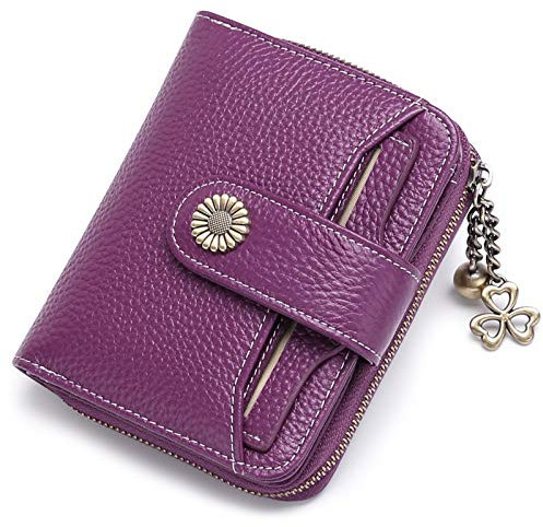 SENDEFN Geldbörse Damen Klein,Geldbeutel Frauen Echtes Leder,mit Münzfach Kleines Zipper Brieftasche Kartenhalter mit RFID Blocker