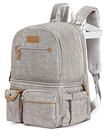Breast Pump Backpack - Mother Outdoor Working Backpack with 13 Inch Laptop Compartment Fit Most Breast Pumps, Grey, L, Portable,double