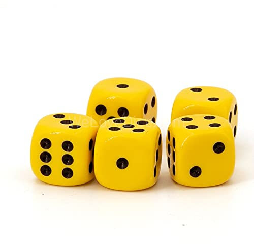 XL Würfel (20mm) in gelb/Schwarze Punkte - Made in Germany - WeLoveBeads - 5 Stück