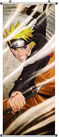 CosplayStudio Großes Naruto Rollbild/Kakemono aus Stoff | Poster 100x40cm | Motiv: Naruto mit Kunai