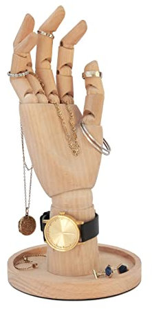 SUCK UK | Schmuckhalter aus Holz | Schmuck-Organizer Hand & Ringhalter | Organizer Ständer für Schlafzimmer Dekor | Künstler-Schmuckständer Mannequin für Ring, Halskette, Uhr & Zubehör