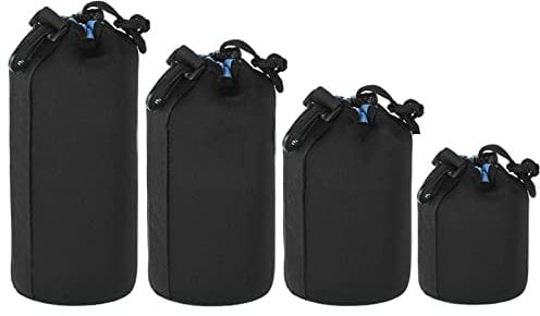 4 Stück Objektivtasche Objektivbeutel wasserdichte Schutzbeutel mit Fleece Fütterung als Set für Kamera Objektiv für Objektiv, Blitz, Monitor, Kamera-Zubehör