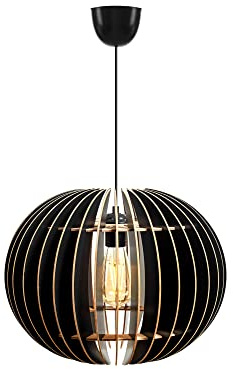 Opviq Elegant Black Big Sphere Chandelier, Adjustable Height 70 cm, MDF Body, E27 Socket Max 40W | Scandinavian Design for Modern Spaces