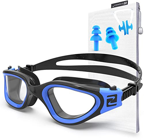 ZABERT Schwimmbrille, W1 Schwimmen Brille Für Herren Damen - Profi Schwimmbrille Antibeschlag UV400-Schutz Stärke - Klar Linse Für Wettkampf Triathlon Schwimmbad - Schwarz Blau Klar