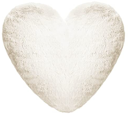 Ferocity Kissen (35 x 40 cm) in Herz Form; Flauschiges Minky; Zum Jahrestag, Geburtstag, Muttertag Beige [091]