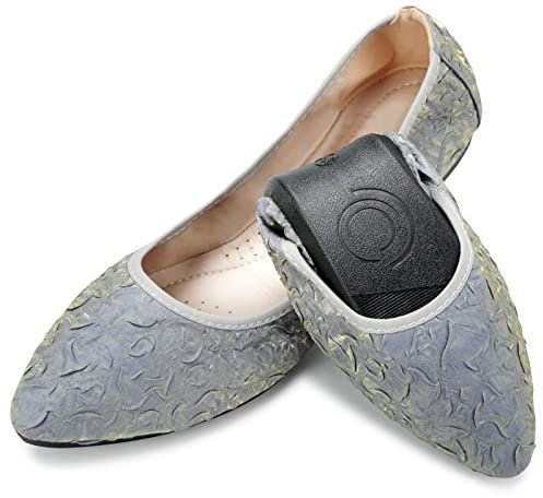 Padgene Womens Fold up Pumps Roll up Shoes Foldable Ballet Flats, Portable Ladies Slip On Loafers Dolly Shoes for Ladies