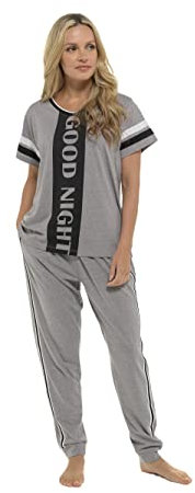 INSIGNIA Ladies Pyjamas Cotton Lounge Wear Sets (Grey Goodnight, M)