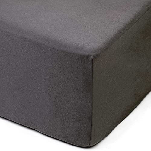 Amago - Spannbetttuch, 50 cm Steg, 100 prozent Baumwolle, 140 x 200 cm - Anthrazit