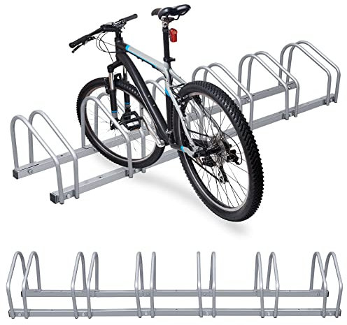 Tubiaz 2 x 6er Fahrradständer im Set, Für 6 Fahrräder Boden- oder Wandmontage, Mehrfachständer Geeignet für Fahrräder von 35-55 cm Stellplatz 30cm verzinktem Stahl,160x 32x26cm, Silber