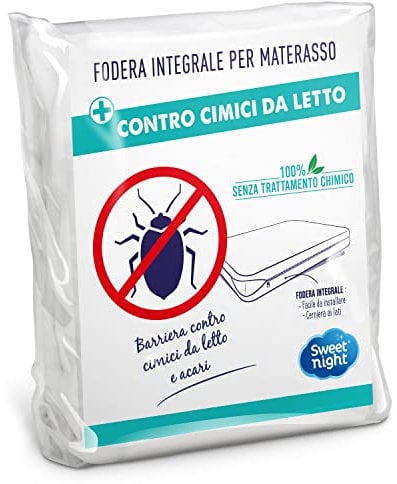 Sweet Night Fodera integrale per materasso una piazza e mezza 120x200 cm | Anti cimice e antiacaro | Silenzioso | Chiusura a cerniera | Senza trattamento chimico | Spessore fino a 25 cm