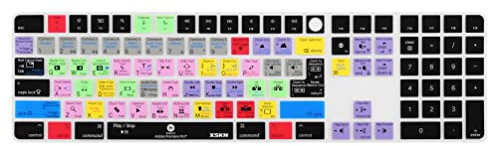 XSKN Premiere Pro Shortcuts EU/UK US Version Silicone Keyboard Cover Skin for Apple 2021 iMac Magic Keyboard with Touch ID and Numeric Keypad A2520 NOT for A3119