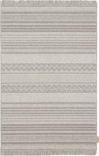 AGNELLA Noble Oni Teppich - Teppichboden 100% Ungefärbte Wolle, Natur, Minimalistisch, Weich, Modern, Skandinavisch, Indoor, 120X180 Hellgrau