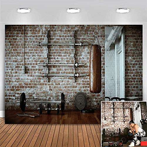 Fitnessraum Innenraum Hantel Gewichtheben Boxen Sandsack Sport Fitness Po Stand Hintergrund für Kinder Erwachsene Poster