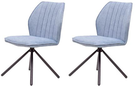 Casa Vital Esszimmerstuhl Jones, 2er-Set, 51 x 63 x 90 cm, Sitz und Rückenlehne gepolstert, Ziernähte, Schwarze Metallbeine, 120 kg max. Belastung (Hellblau)