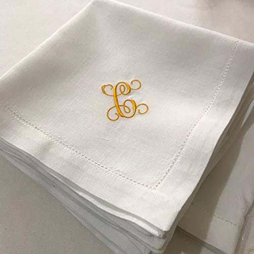 ESPRAL Mit Monogramm bestickte weiße Stoffservietten , weiße Einweihungsgeschenk-Hochzeitsserviette