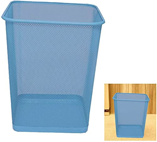 ARA CHOICE Colorful Mesh Bins Waste Rubbish Paper Wastebasket Trash Can Dustbin Metal Square Bin For Home Office easy to use Recycling Bin for Bedrooms Multi Colour with Attractive looks (Dark Blue)