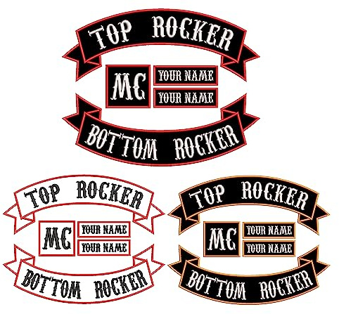 XREMB kundenspezifisch gestickte Motorrad-Aufnäher 5 Stück personalisierte Stickerei Rocker Patch Fahrer Motorrad-Aufnäher zum Aufnähen/Aufbügeln für Jacken (5 Stück)