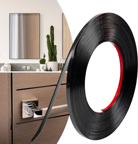 JSIWOTH 12M Peel and Stick Trim, Black Waterproof Molding Trim for Walls Edges, Borders, Window Frames, Backsplash Tiles, Flexible and Self Adhesive Trim