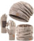 Winuesa Mütze, Schal & Handschuh-Sets für Damen Herren, Slouchy Beanie Mütze Herren Winter Strickmütze Touchscreen Handschuhe Schal Halswärmer Schlauchschal Geschenk set(Khaki)