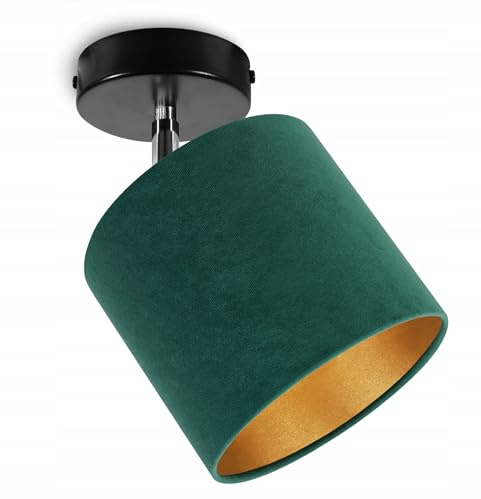 Light-Home Deckenbeleuchtung - Lampen Deckenlampen Milan Sammlung - Deckenlampe Industrial aus Metall und Stoff - Wandlampen 1-Flammig - Durchmesser 15cm - Flaschengrün mit Schwarz
