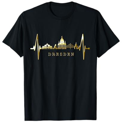 Dresden Skyline Herzschlag Dresdener Herz Ich Liebe Dresden T-Shirt