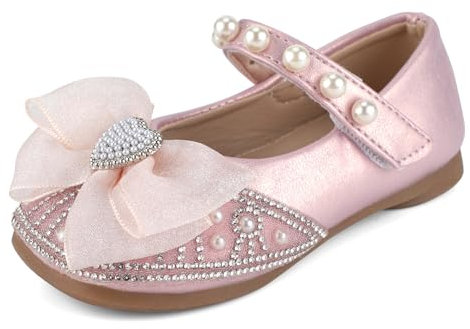 Cheerful Mario 1-5 Anni Scarpe Principessa Bambina Ballerine per Bambine e Ragazze Mary Jane Basse Scarpe per Bimba Imitazione di Perla Rosa 26 EU