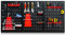 SOARS Porte Outils Mural 120 X 60 CM, Rangement Outils en Métal en 3 Panneaux Perforé avec Kit de 28 Crochets, Stable et Robuste, pour Garage, Atelier, Atelier de Réparation, Rouge et Noir