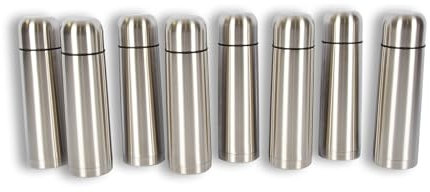 Thermos sottovuoto da 750 ml | Set di 8 thermos in acciaio inossidabile | Argento | Isolamento riutilizzabile a doppia parete | Tazza termica per casa, lavoro e in viaggio